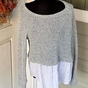 Grey and White Sweater/ Shirt Size L Casual/Business Casual